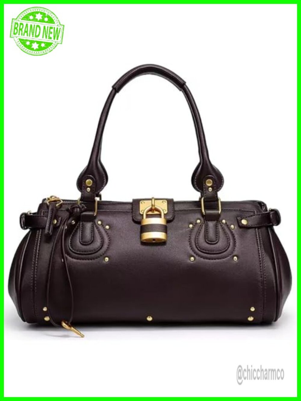 Faux Leather Satchel Handbag East West Shoulder Purse